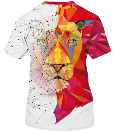 Combo - Pack of - 2 Lion T-shirt Men's Casual Street Style Stretch Round Neck Tee Shirt For Summer. White - Black - UD FABRIC - Unique Style Unique Design