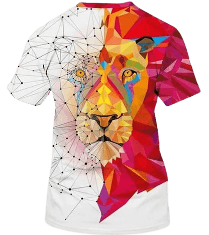 Combo - Pack of - 2 Lion T-shirt Men's Casual Street Style Stretch Round Neck Tee Shirt For Summer. White - Black - UD FABRIC - Unique Style Unique Design