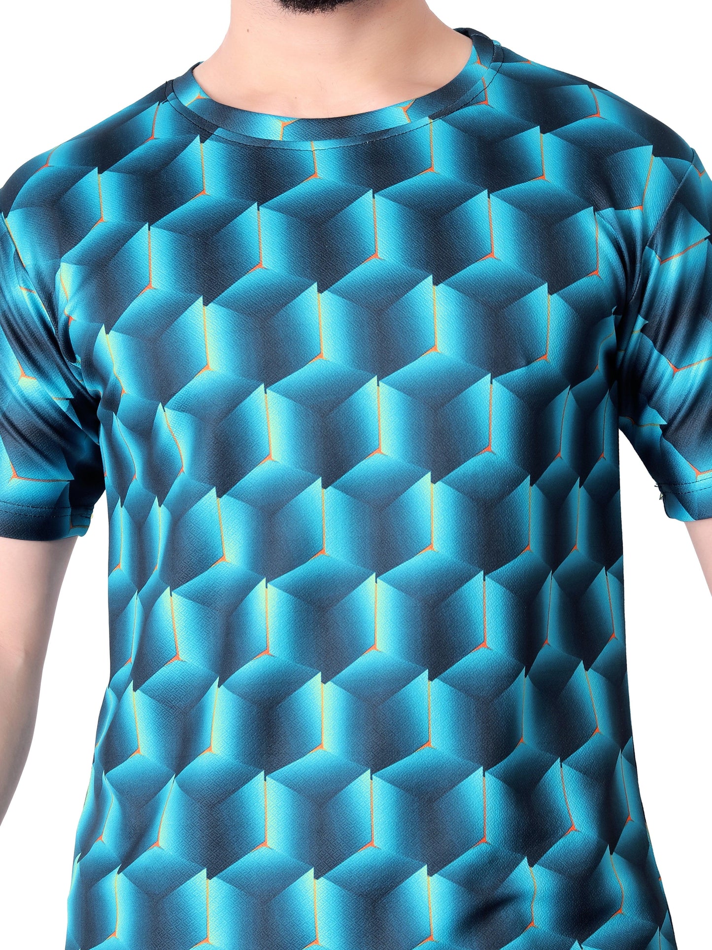 UD FABRIC Round Collar Cotton Poly Striped Printed T-Shirt for Men - UD FABRIC - Unique Style Unique Design