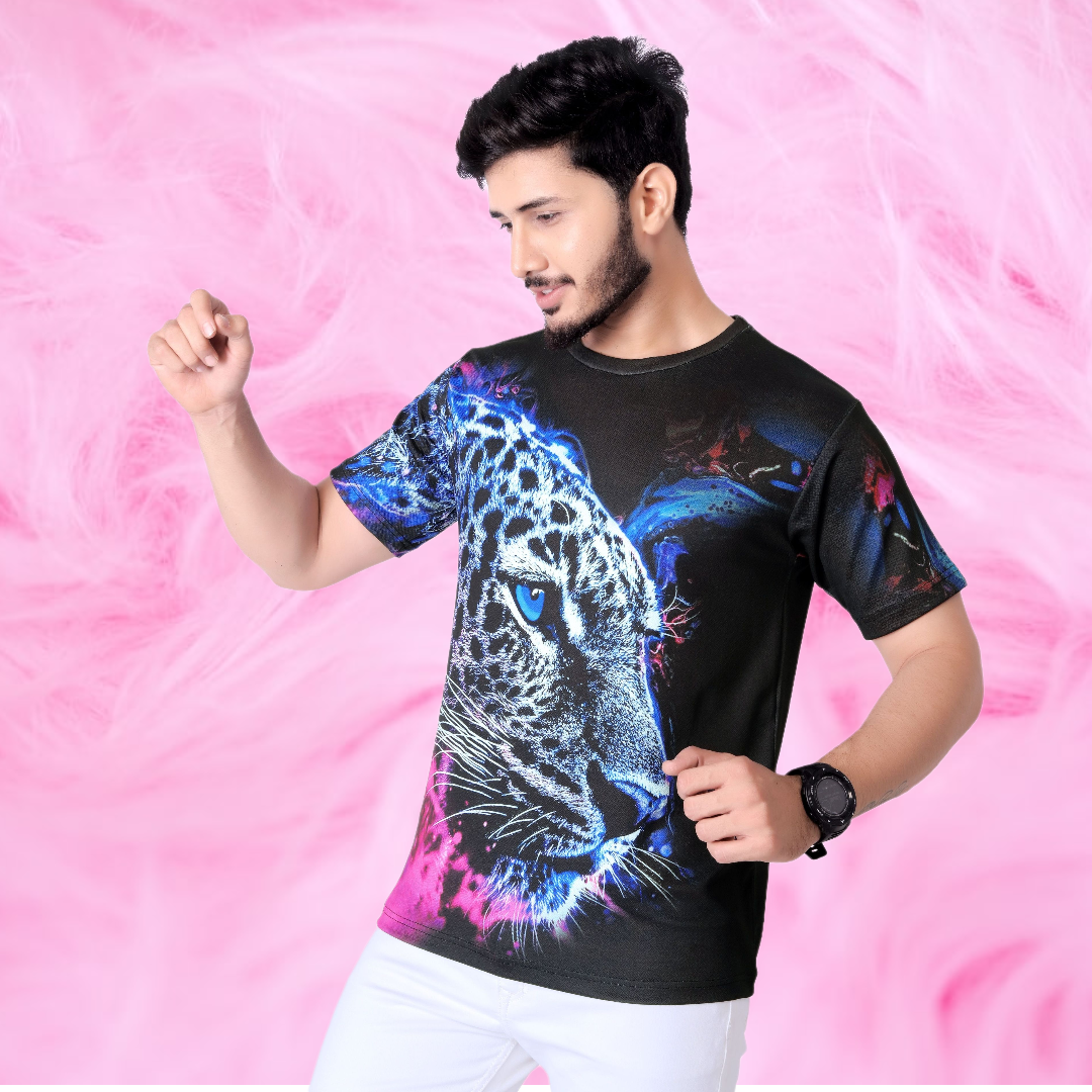 T-shirt, Men's Casual Street Style Stretch Round Neck Tee Shirt For Summer