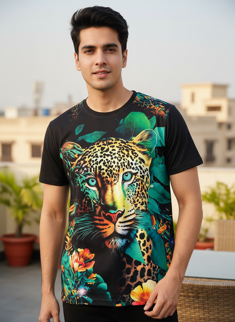 PACK 2 Men's Printed T-Shirt | Trendy Graphic Print T-Shirts for Men ( Galaxy and Green)