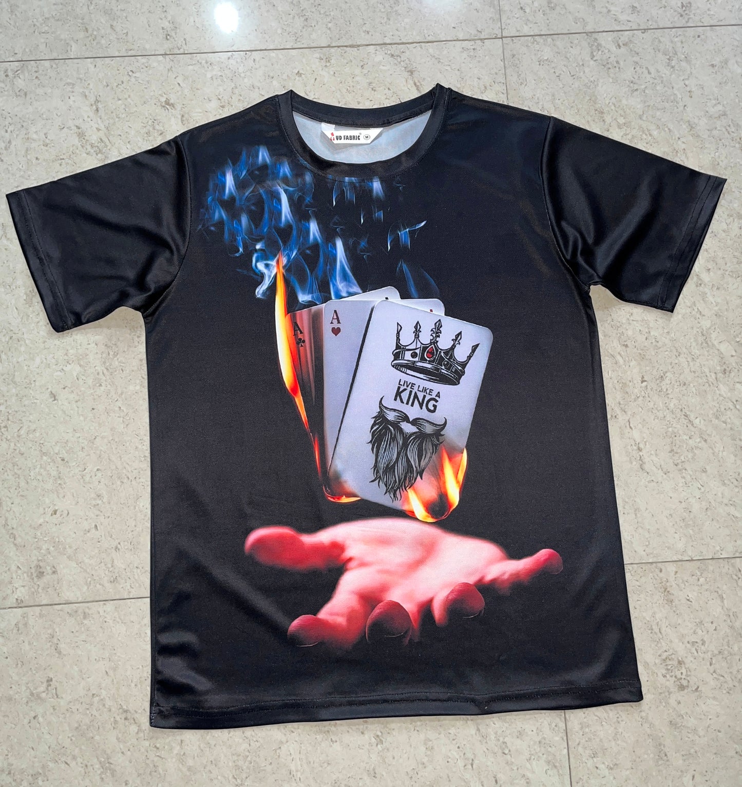 Flame Playing Cards 3D Print T-shirt For Men | Casual T Shirt | Poker Card Design