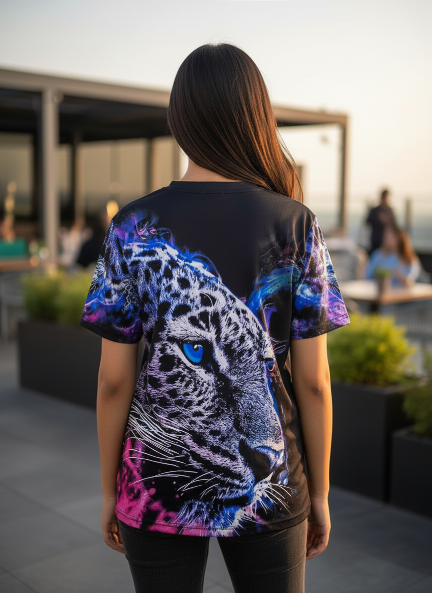 Tiger Printed Oversized Women’s T-Shirt | Polycotton Half Sleeve Casual Tee
