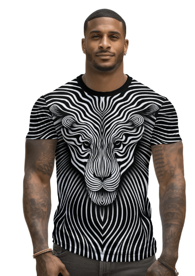 t shirts to print Vintage Animal T Shirt for Men/Summer Short Sleeve Holiday T-Shirts Loose Clothing O-Neck Pullover/Lion Printed Attractive T Shirt (in, Alpha, 2XL, Regular, White) - UD FABRIC - Unique Style Unique Design