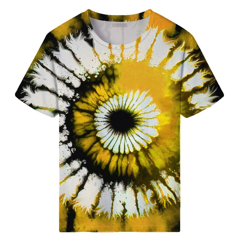Color Block Style T-Shirts for Men | Spiral Streak Print Short Sleeve Shirt | Casual Summer Tee- RED
