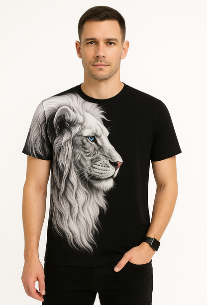 Black Lion Face Vintage Animal T Shirt for Men 3D Fierce Leopard Print Tees Summer Short Sleeve Holiday T-Shirts Loose Clothing O-neck Pullover