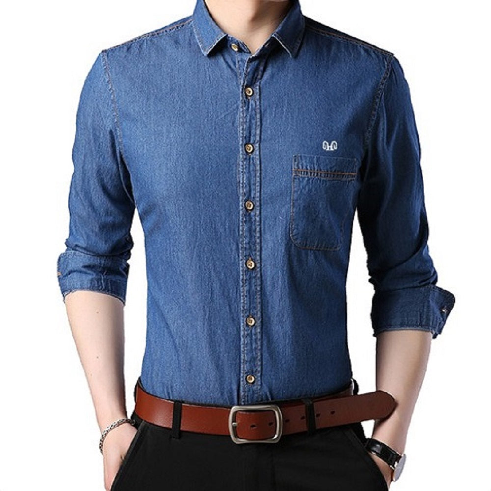 Dark Blueight  weight Denim Casual Shirt for Men's - UD FABRIC - Your Style our Design