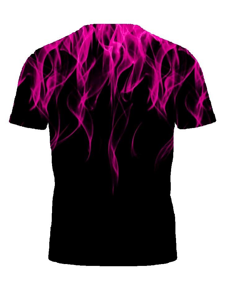 Cool 3D Flame Print T-Shirt Casual Funny Fire Pattern Pullover Unisex Fashion Tops Pink - UD FABRIC - Unique Style Unique Design