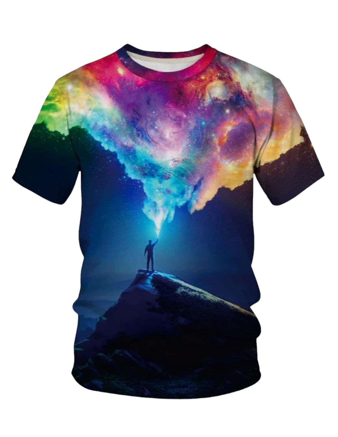 3D Galaxy & Figure Graphic Print Tshirt