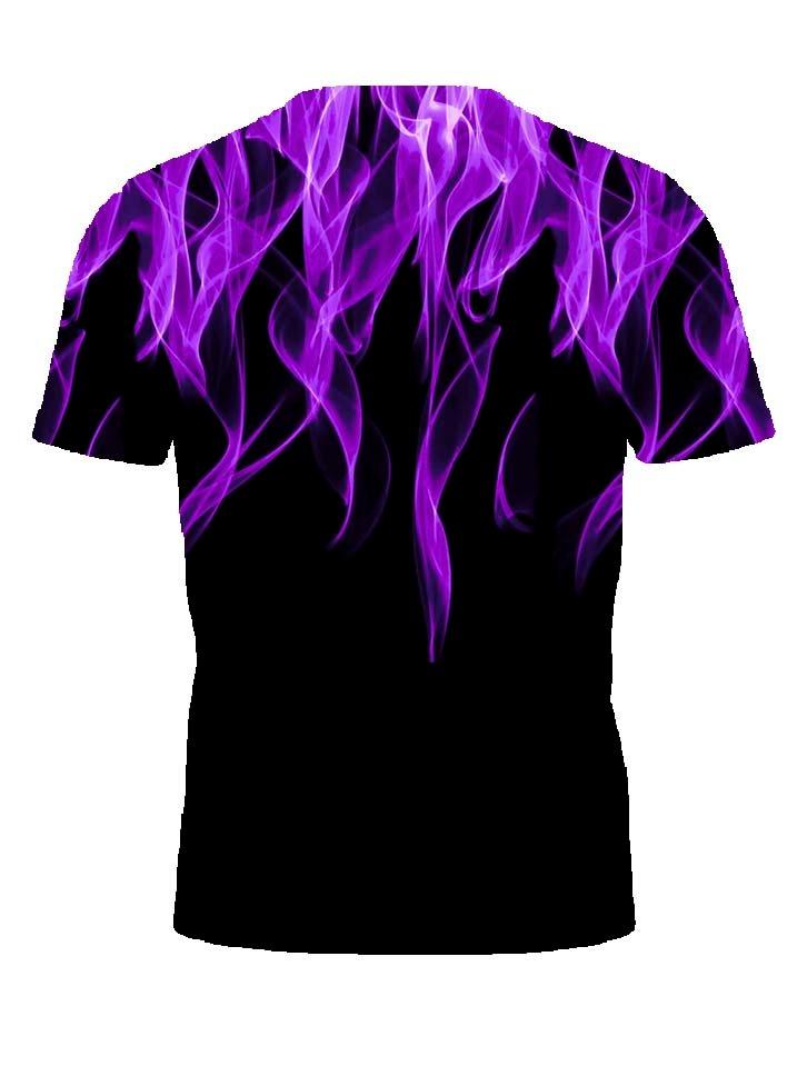 Cool 3D Flame Print T-Shirt Casual Funny Fire Pattern Pullover Unisex Fashion Tops Purple - UD FABRIC - Unique Style Unique Design