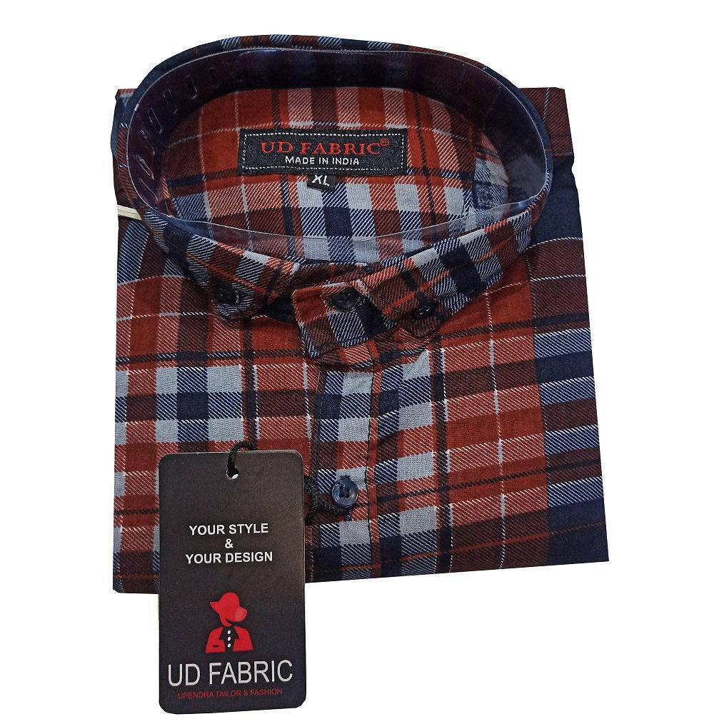 UD FABRIC Men’s Slim Fit Check Casual Shirt- Maroon - UD FABRIC - Your Style our Design