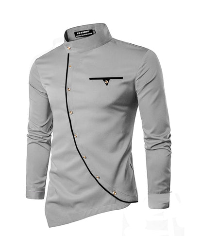 UDFABRIC Men’s Cotton Curve Full Sleeve Slim Fit Kurta -Grey - UD FABRIC - Your Style our Design