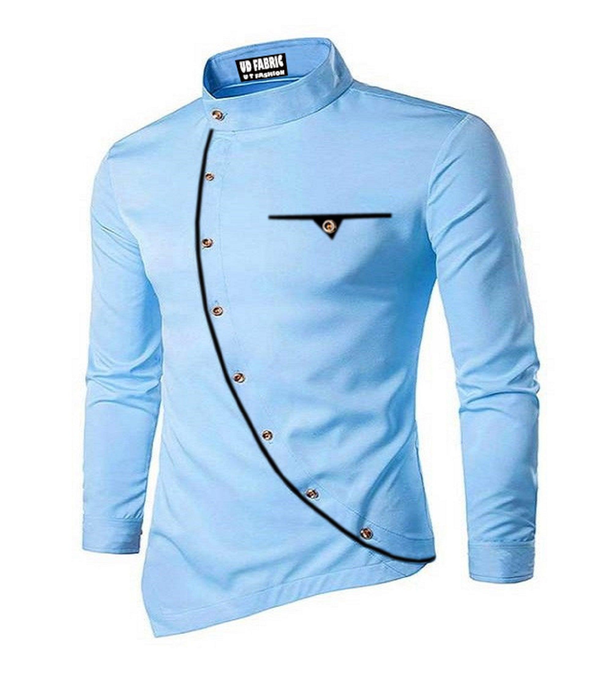UDFABRIC Men’s Cotton Curve Full Sleeve Slim Fit Kurta -Skyblue - UD FABRIC - Your Style our Design