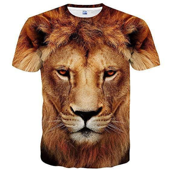 UD FABRIC Vintage Animal T Shirt for Men 3D Fierce Lion Face Print Tees Summer Short Sleeve Holiday T-Shirts Loose Clothing O-Neck Pullover - UD FABRIC - Unique Style Unique Design