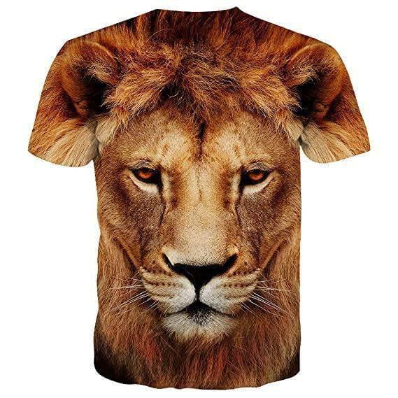 UD FABRIC Vintage Animal T Shirt for Men 3D Fierce Lion Face Print Tees Summer Short Sleeve Holiday T-Shirts Loose Clothing O-Neck Pullover - UD FABRIC - Unique Style Unique Design