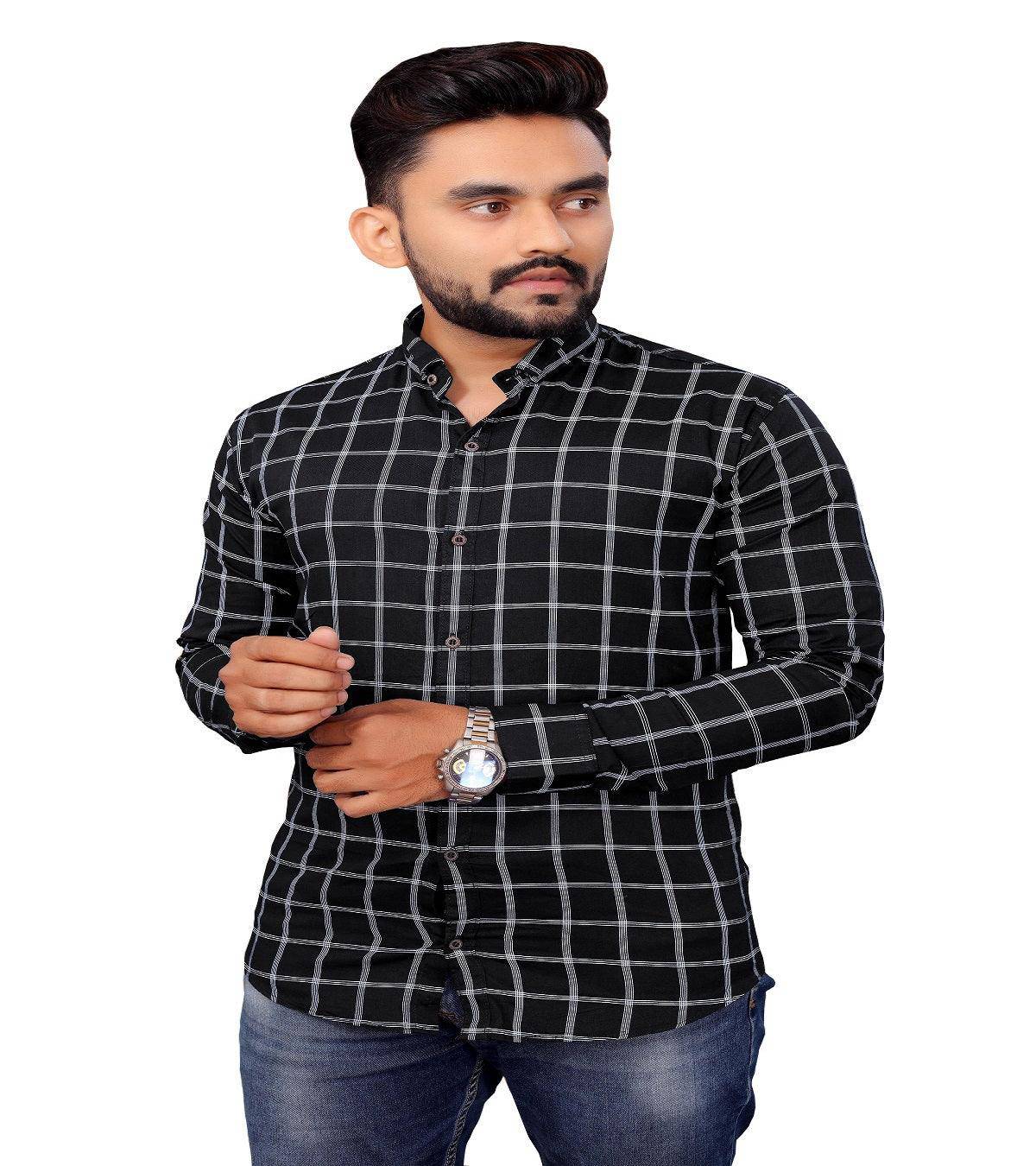 UD FABRIC Men Full Sleeve Cotton Casual Check Shirts - Maroon - UD FABRIC - Your Style our Design