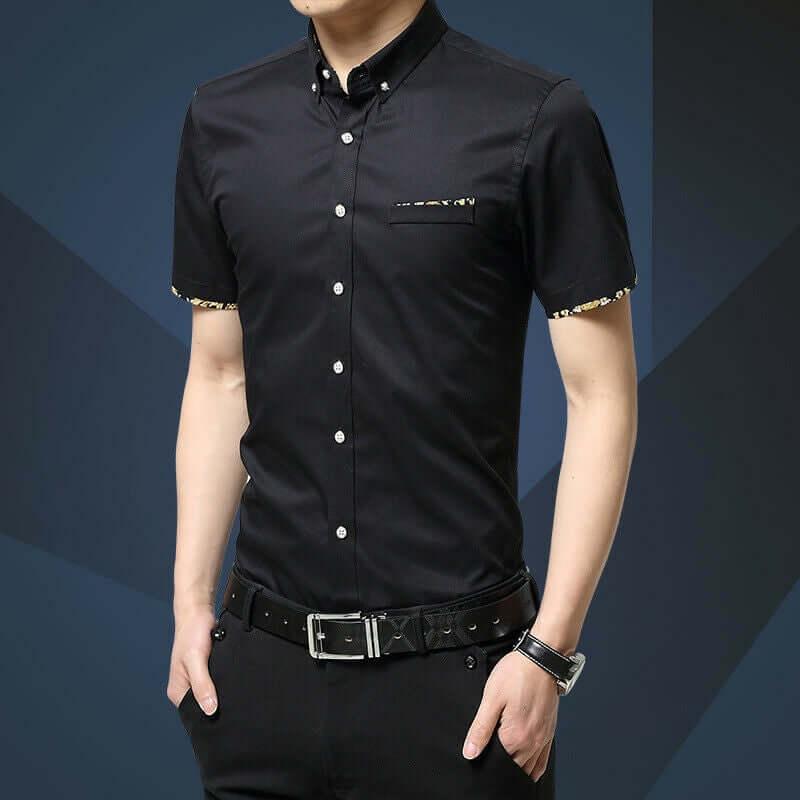 UD FABRIC Black Half Sleeve Cotton Shirt - UD FABRIC - Your Style our Design