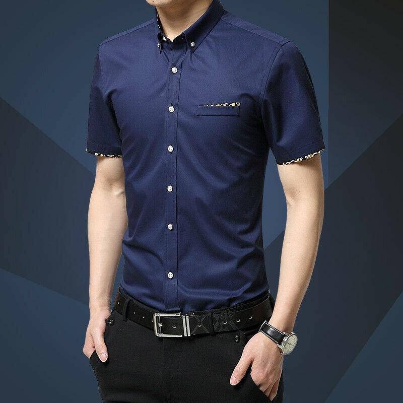 UD FABRIC Blue Half Sleeve Cotton Shirt - UD FABRIC - Your Style our Design
