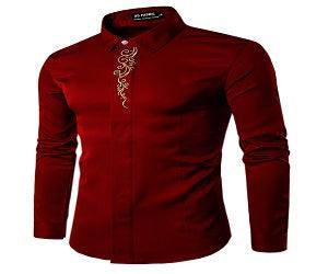 UD FABRIC Men Casual Slim Fit Shirt - Maroon - UD FABRIC - Your Style our Design