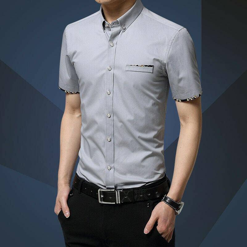 UD FABRIC Men Half Sleeve Cotton Casual Shirt - Grey - UD FABRIC - Your Style our Design