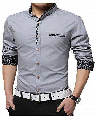 UD FABRIC Men Casual Slim Fit Shirt - Grey - UD FABRIC - Your Style our Design