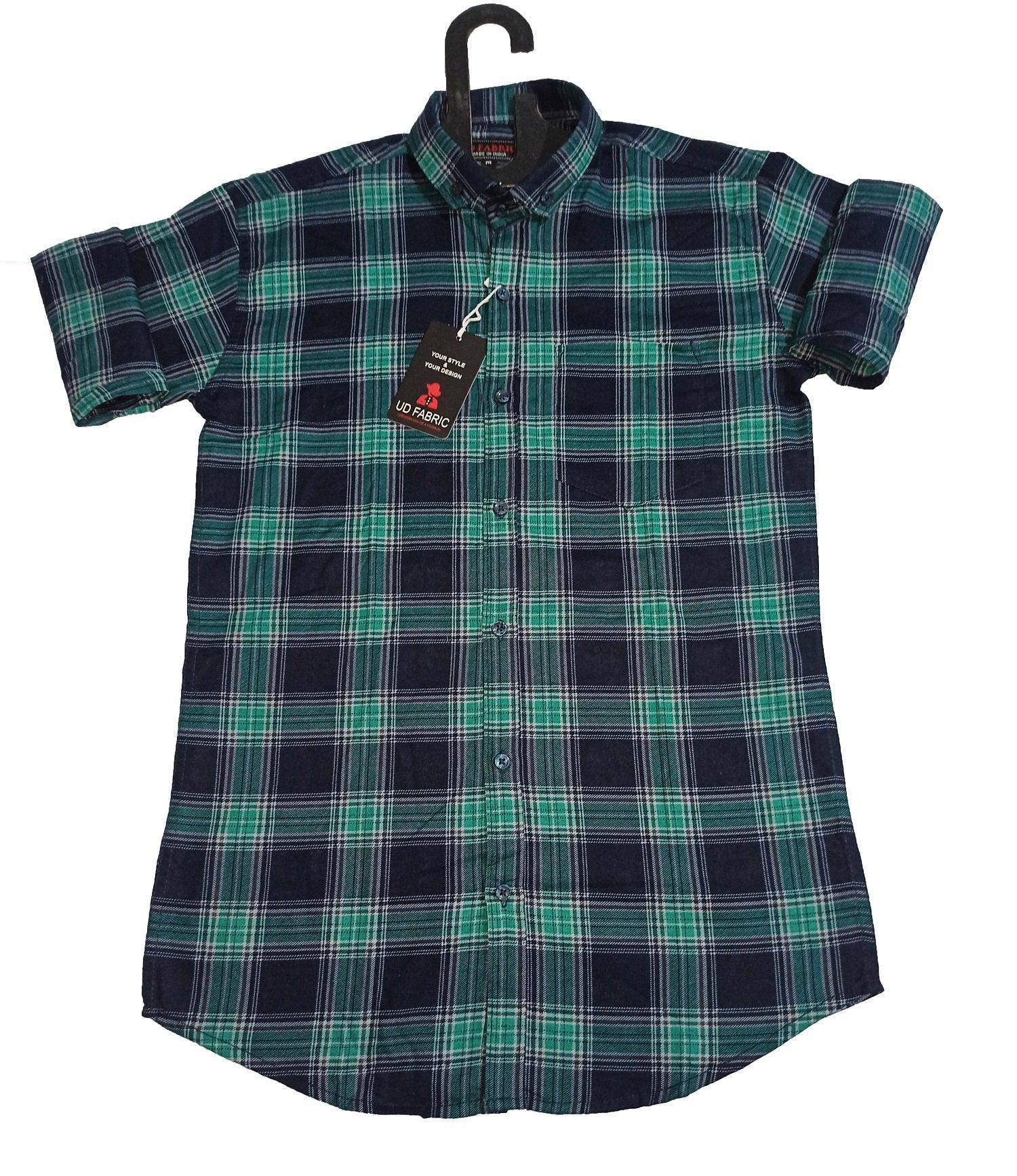 UD FABRIC Men’s Slim Fit Check Casual Shirt -Dark-Green - UD FABRIC - Your Style our Design