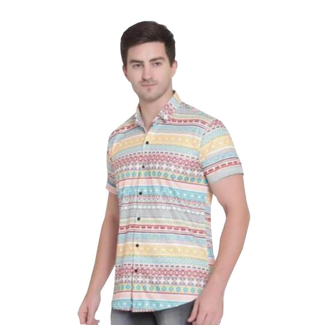 Hawaiian Shirts | Stretch Short Sleeve Printed Shirt for Men -Multicolor -1 - UD FABRIC - Unique Style Unique Design