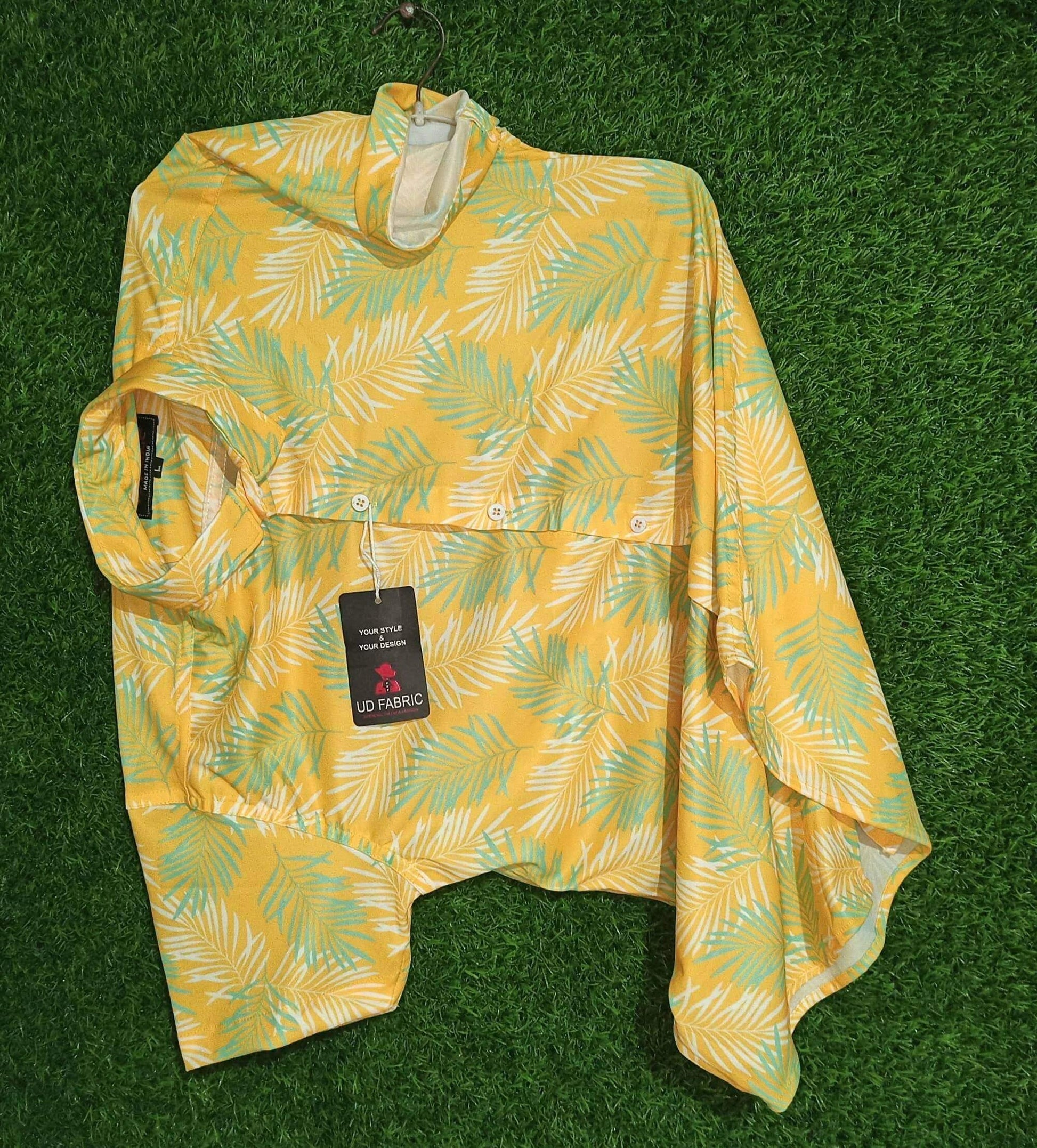 White Casual Lycra Floral Printed Shirt for Men - UD FABRIC - Unique Style Unique Design