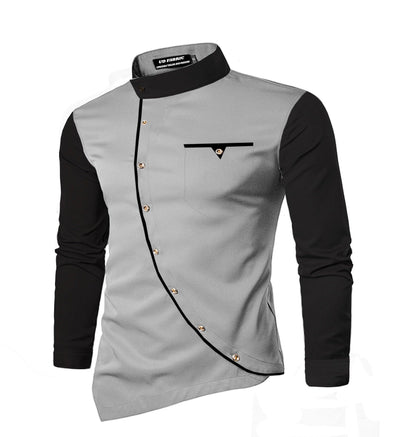 UDFABRIC Men’s Cotton Curve Full Sleeve Short Kurta - Grey - UD FABRIC - Your Style our Design
