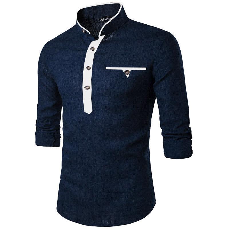 UDFABRIC Solid Cotton Casual Short Kurta For Men's - Blue - UD FABRIC - Your Style our Design