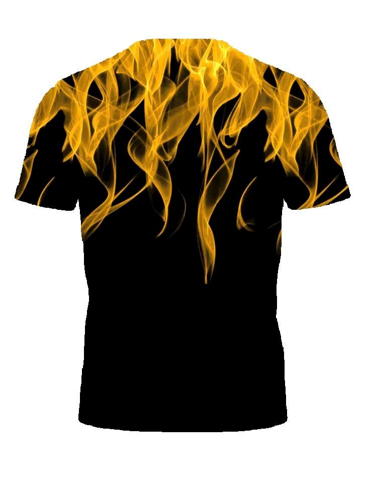 Cool 3D Flame Print T-Shirt Casual Funny Fire Pattern Pullover Unisex Fashion Tops Yellow - UD FABRIC - Unique Style Unique Design