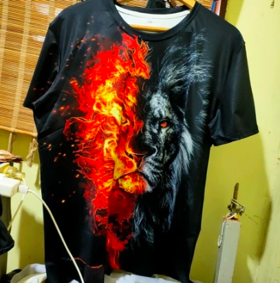 Make a Bold Statement with the UD FABRIC 3D Animal Fire Lion Print T-shirt