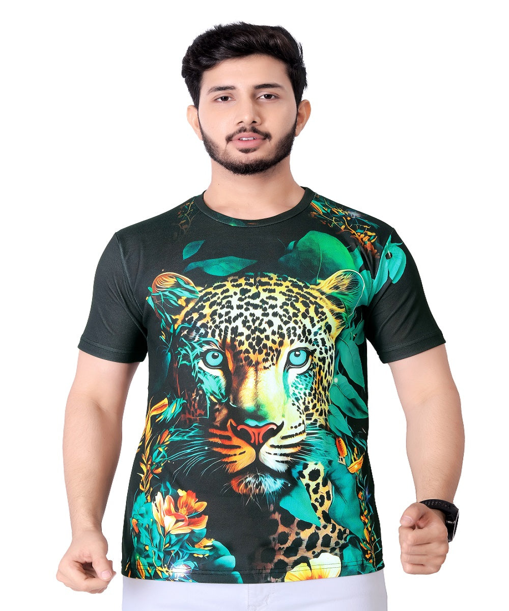Vintage Animal T Shirt For Men 3D Fierce Leopard Print Tees Summer Short Sleeve Holiday T-Shirts Loose Clothing O-neck Pullover