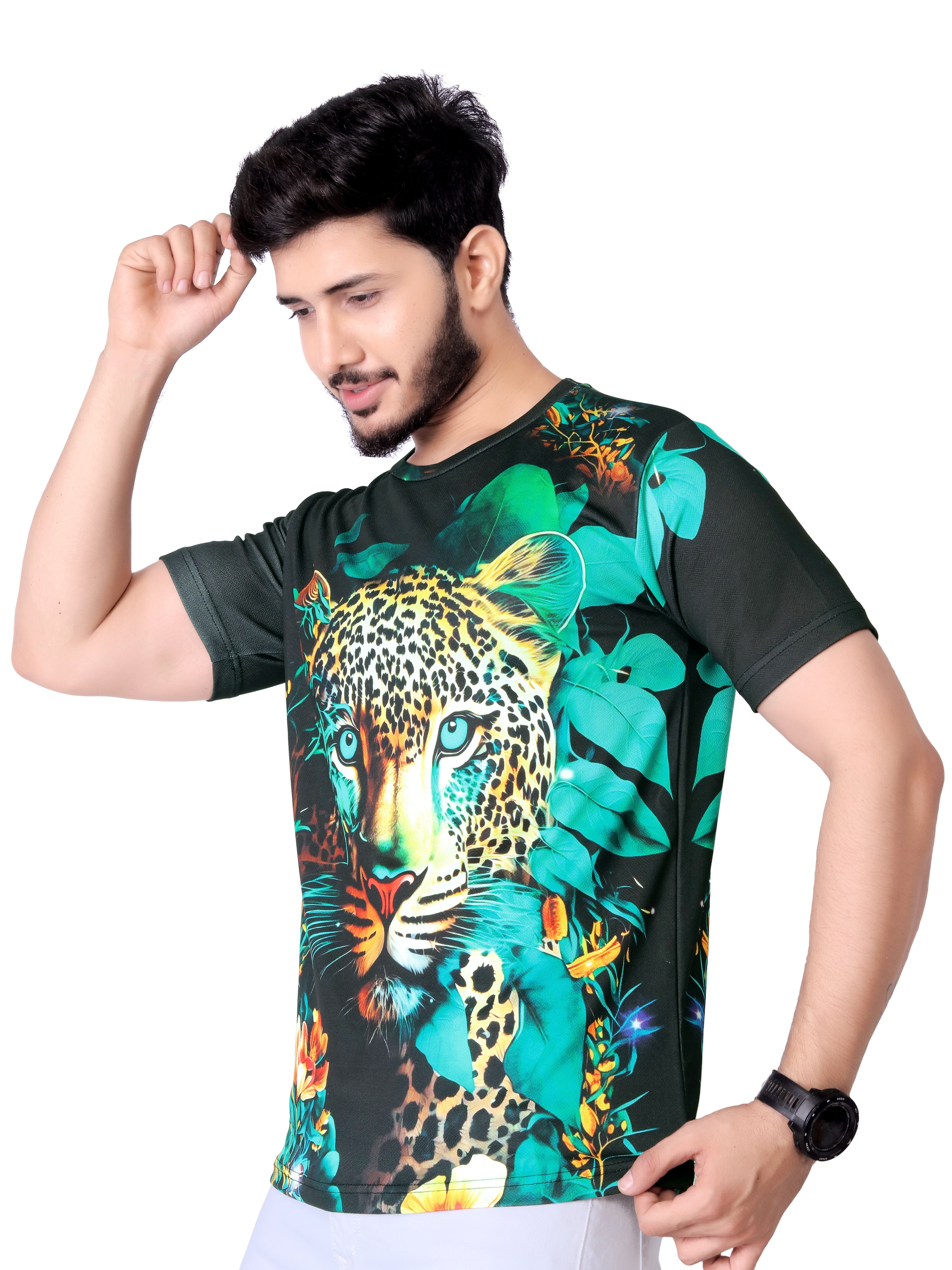 Vintage Animal T Shirt For Men 3D Fierce Leopard Print Tees Summer Short Sleeve Holiday T-Shirts Loose Clothing O-neck Pullover