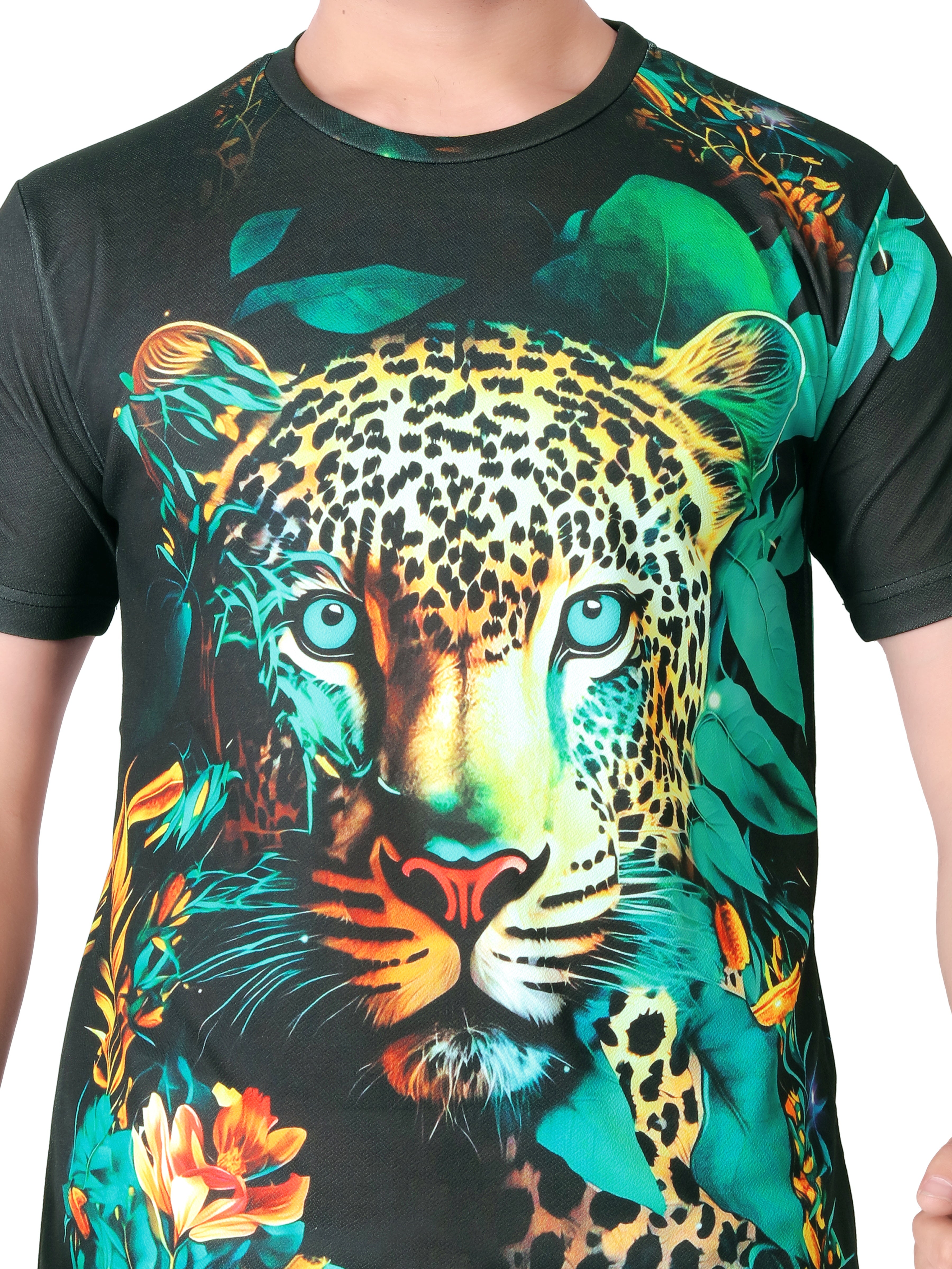 Vintage Animal T Shirt For Men 3D Fierce Leopard Print Tees Summer Short Sleeve Holiday T-Shirts Loose Clothing O-neck Pullover