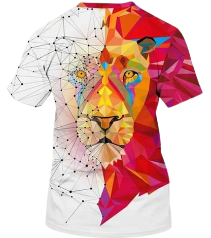 Combo - Pack of - 2 Lion T-shirt Men's Casual Street Style Stretch Round Neck Tee Shirt For Summer. White - Black - UD FABRIC - Your Style our Design