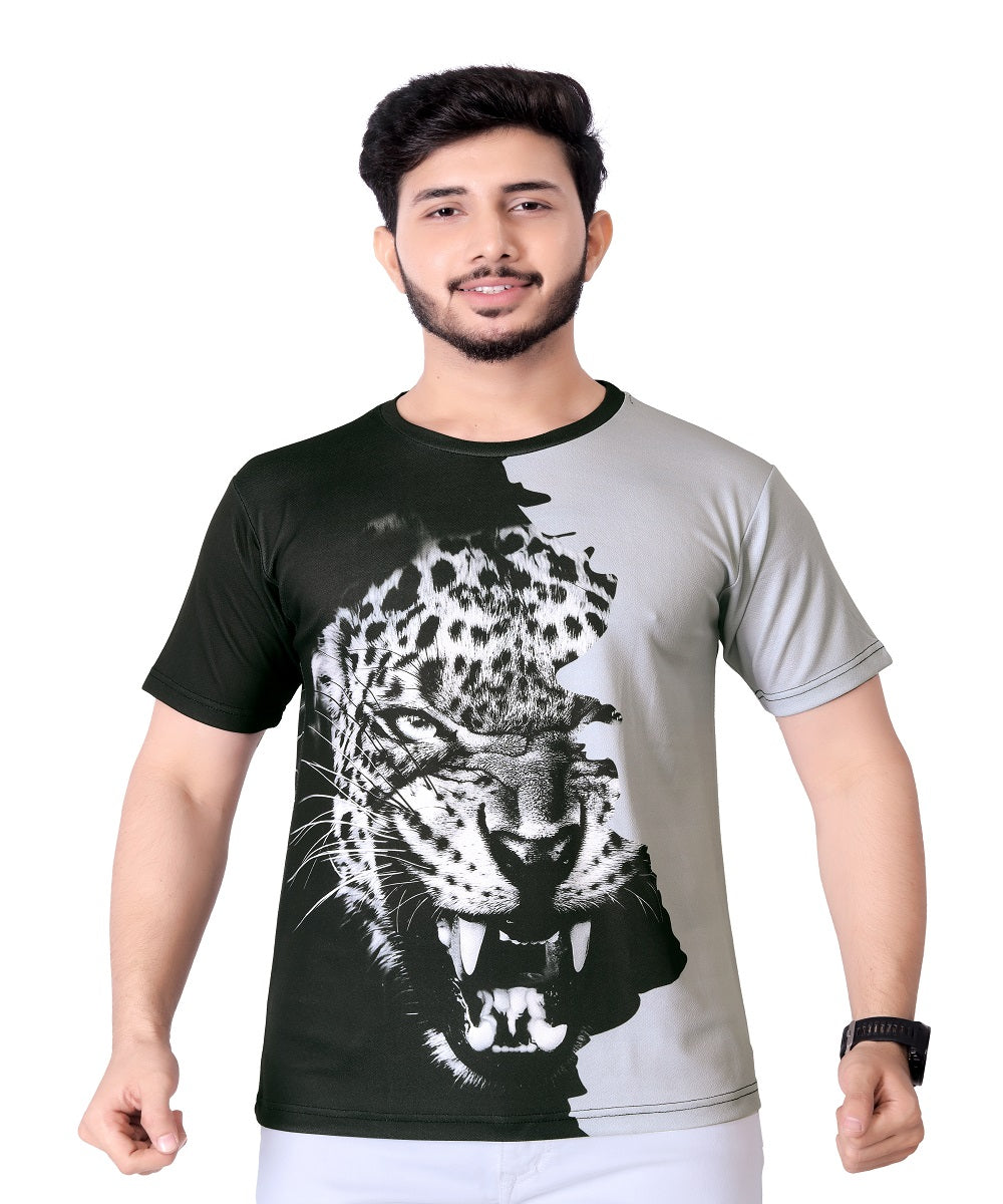 T-shirt Men 3D Leopard Print Tee - Leopard Print Tshirt For Men