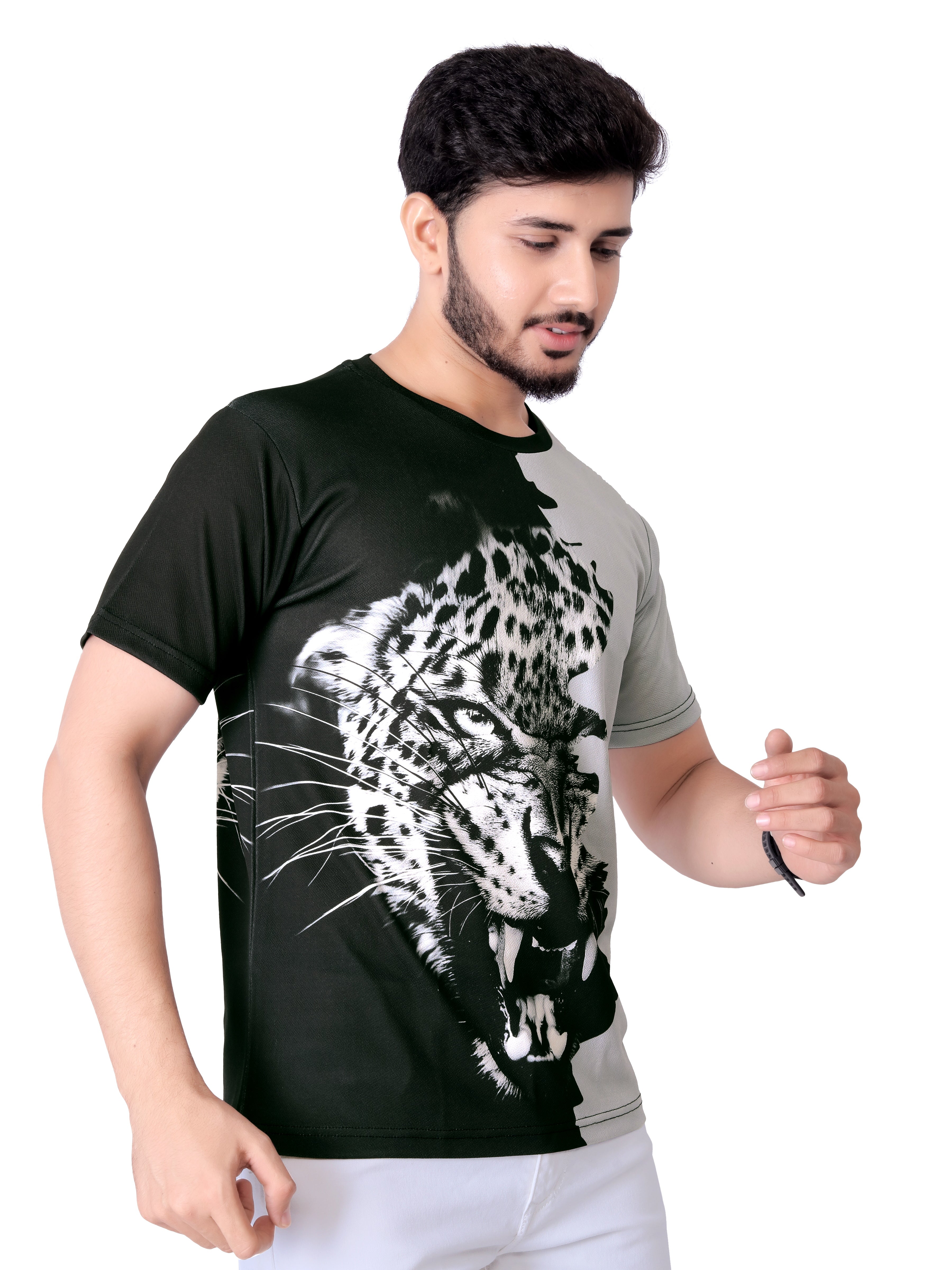 T-shirt Men 3D Leopard Print Tee - Leopard Print Tshirt For Men