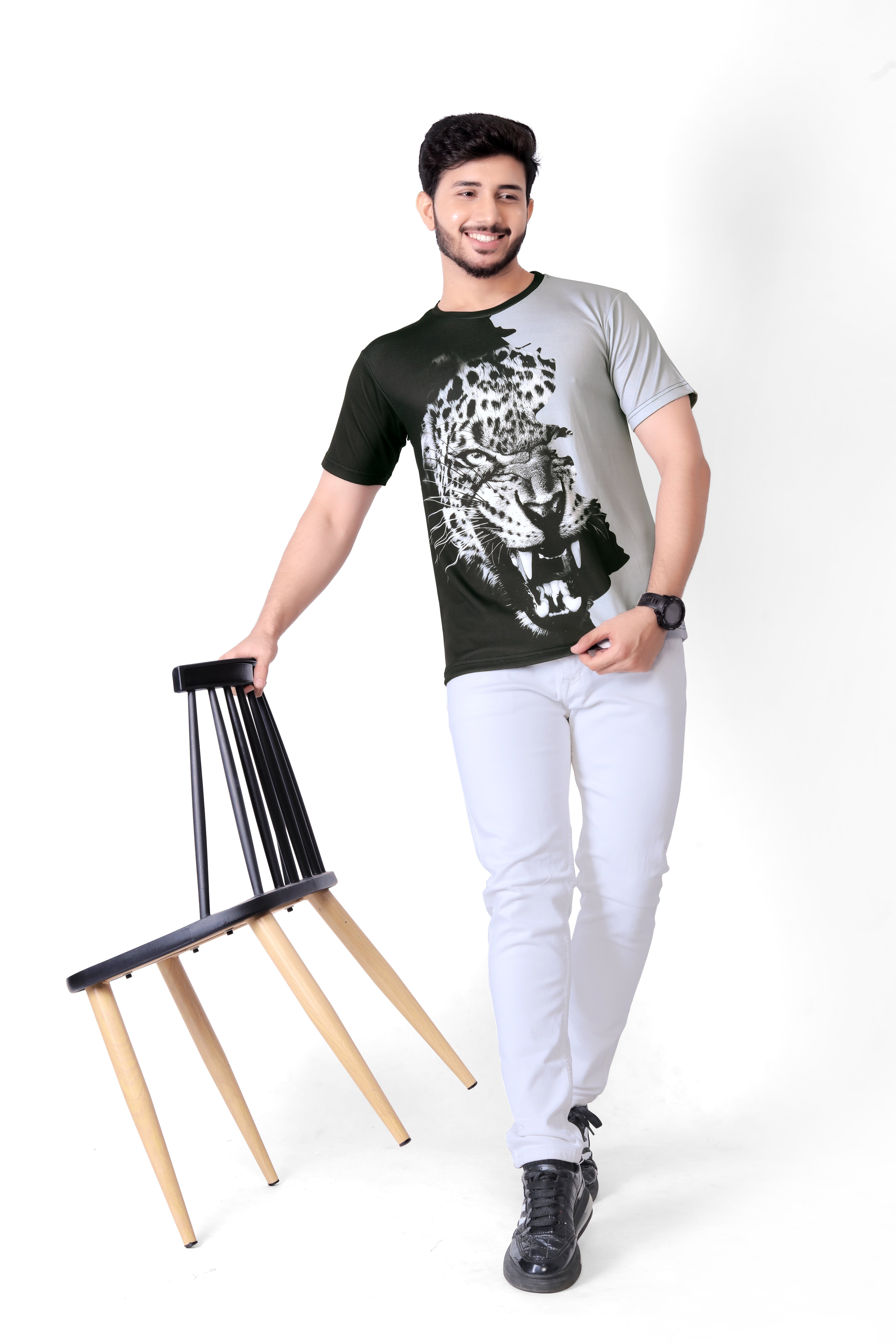 T-shirt Men 3D Leopard Print Tee - Leopard Print Tshirt For Men