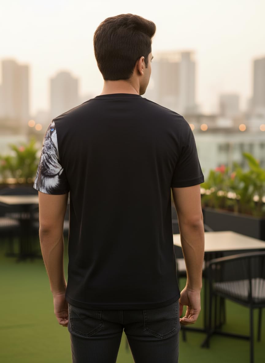 2-Pack Men's 3D Realistic Lion Graphic T-Shirts 2-Pack ( Black-Fire lion)