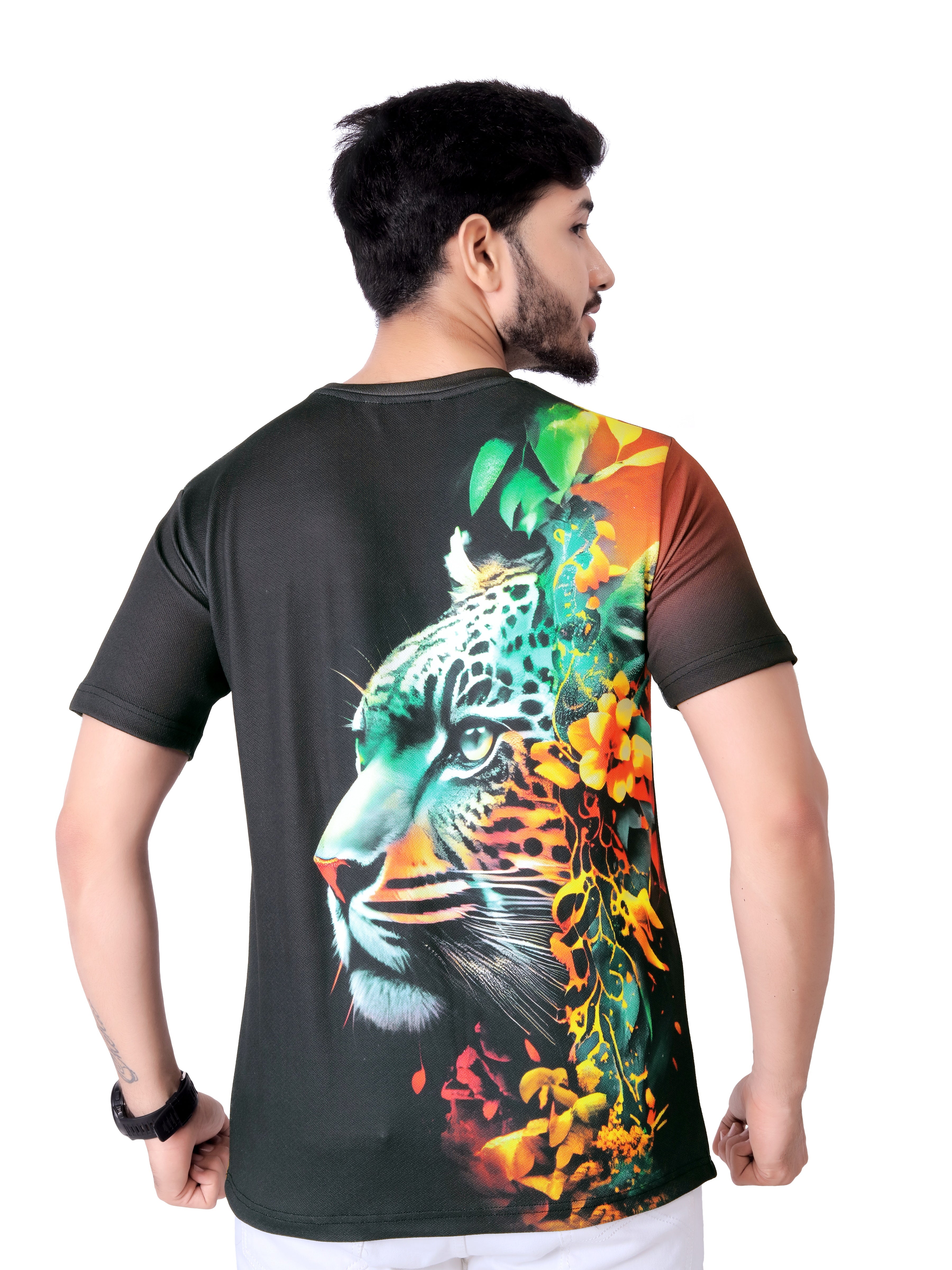 Vintage Animal T Shirt For Men 3D Fierce Leopard Print Tees Summer Short Sleeve Holiday T-Shirts Loose Clothing O-neck Pullover