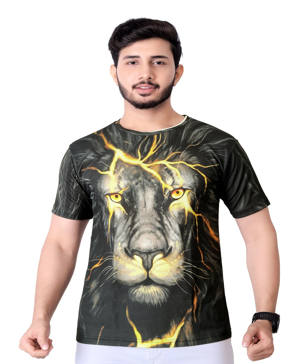 Combo of 2 Animal Face Round Neck 3D T-Shirts with Lightning Design | Combo | 2 T-Shirts | Animal Face | Round Neck | 3D Design | Lightning Design |