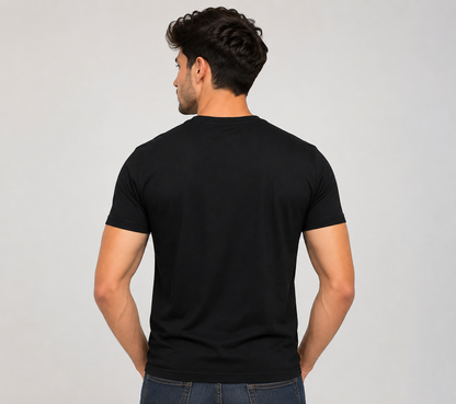 Men's Golden Deer Graphic Printed T-Shirt | Black Regular Fit PolyCotton Tee