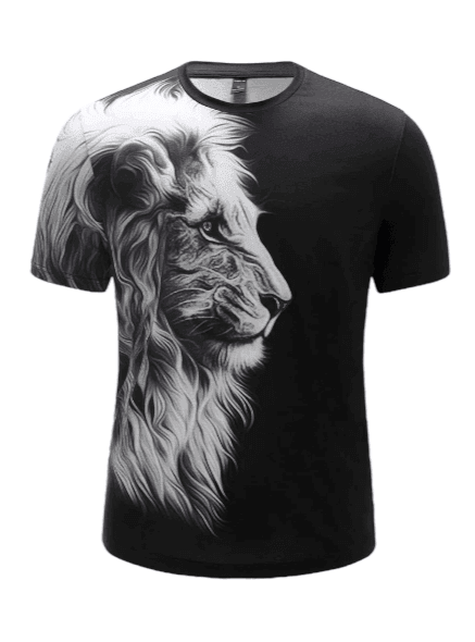 Black Lion Face Vintage Animal T Shirt for Men 3D Fierce Leopard Print Tees Summer Short Sleeve Holiday T-Shirts Loose Clothing O-neck Pullover - UD FABRIC - Unique Style Unique Design
