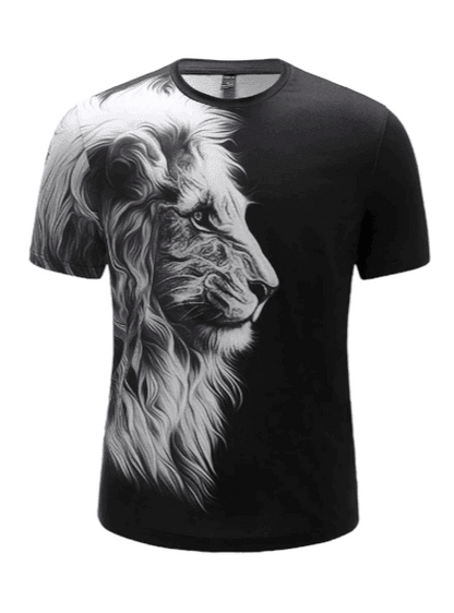 Black Lion Face Vintage Animal T Shirt for Men 3D Fierce Leopard Print Tees Summer Short Sleeve Holiday T-Shirts Loose Clothing O-neck Pullover - UD FABRIC - Unique Style Unique Design
