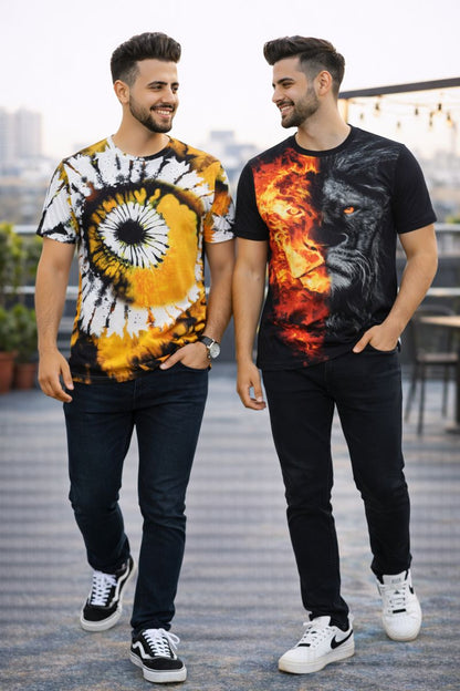 PACK 2 Men's Printed T-Shirt | Trendy Graphic Print T-Shirts for Men