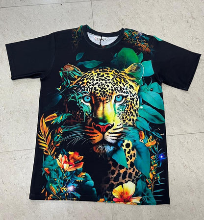 2-Pack Men's 3D Realistic Lion Graphic T-Shirts 2-Pack ( Black-Greenpan)