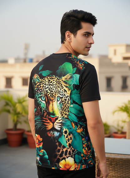 2-Pack Men's 3D Realistic Lion Graphic T-Shirts 2-Pack ( Black-Greenpan)
