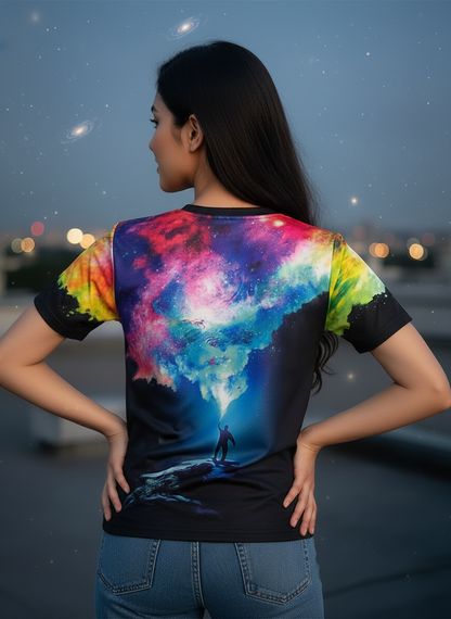 Galaxy Printed Oversized Women’s T-Shirt | Polycotton Half Sleeve Casual Tee