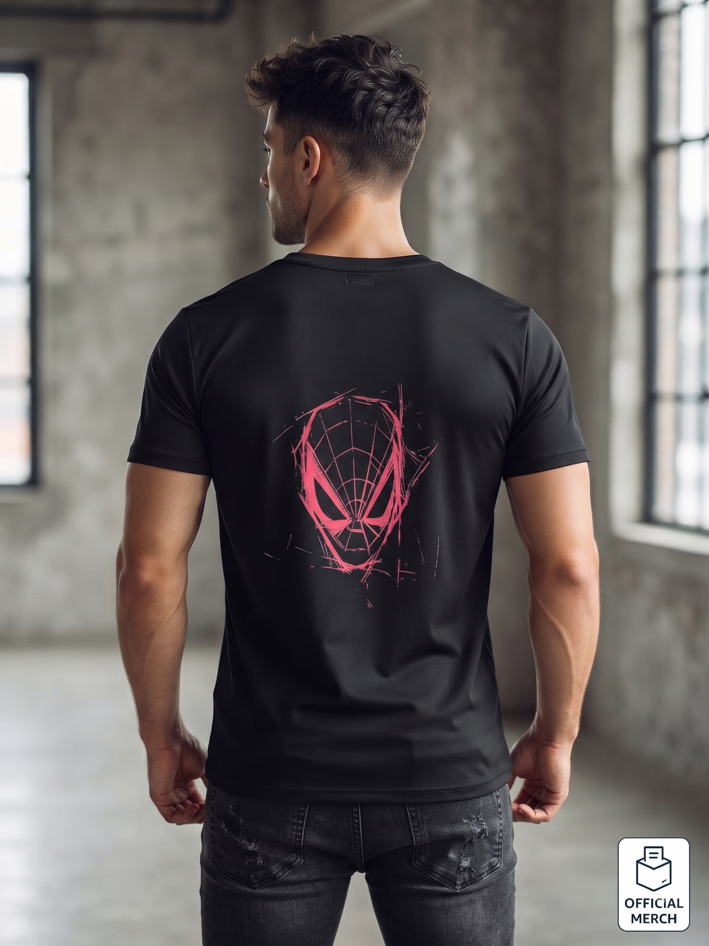 Men's Pink Graffiti Spider Graphic Printed T-Shirt | Black Streetwear Tee